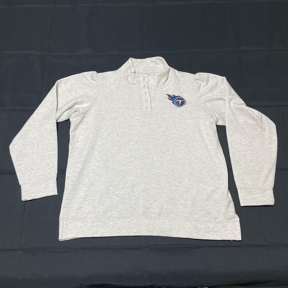 Tennessee Titans Women’s XL Henley Sweatshirt NFL Button-Up Gray